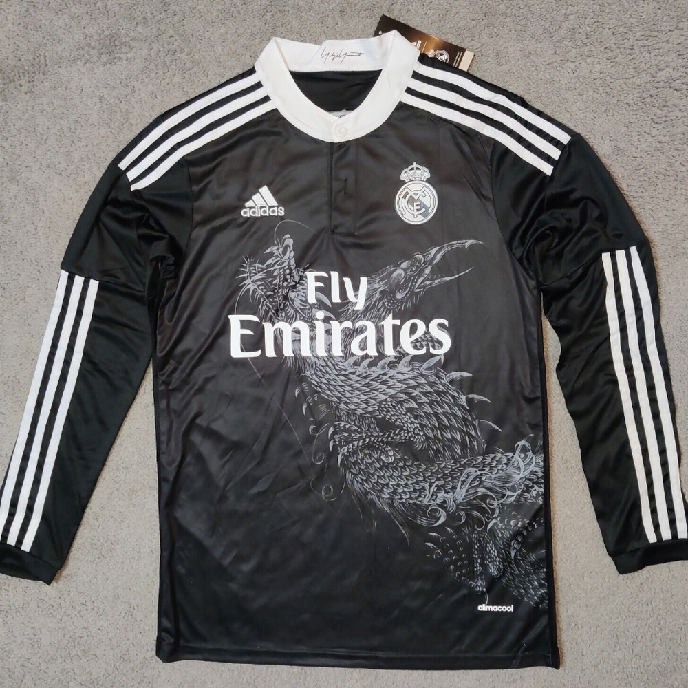 Ronaldo 2014/15 Real Madrid Black Dragon Third Long Sleeve Jersey Size L Men NWT - Picture 2 of 11